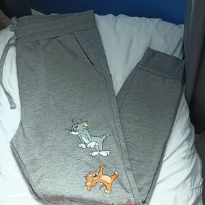 Gray Kids Joggers with Cartoon Print